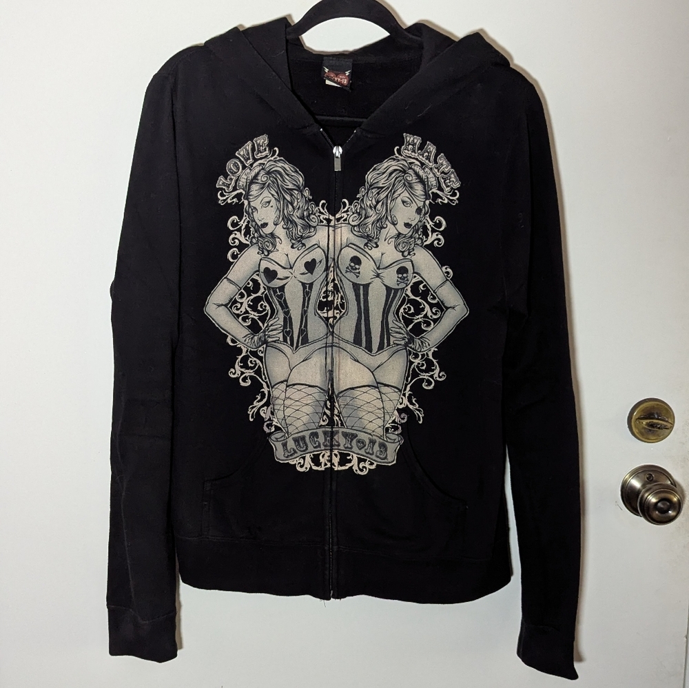 Lucky 13 Zip Hoodie Conjoined Twins X Large